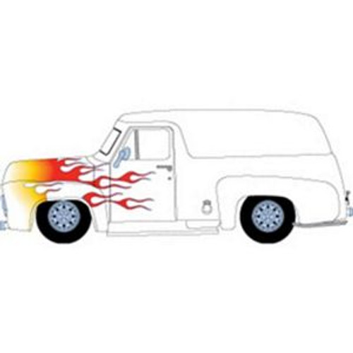 Athearn 1/50 DC 1955 Ford F-100 Panel Truck, White/Flame - ATH90270