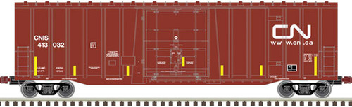 Atlas HO NSC 5277 50' Plug-Door Boxcar - Ready to Run -- Canadian National CNIS 413062 (Boxcar Red, white, yellow conspicuity marks) - ATL20006072