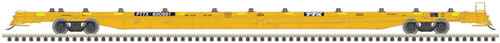 Atlas ACF 89' F89-J Flatcar with Deck Risers - Ready to Run -- Trailer-Train PTTX #600963 (2000s Yellow, black; Conspicuity Stripes) - ATL20006115