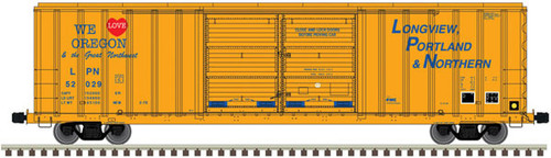 Atlas HO FMC 5503 52' Double-Door Boxcar - Ready to Run - Master(R) -- Longview, Portland & Northern 52086 (orange, blue) - ATL20006311