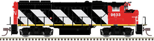 Atlas N GMDD GP40-2W - LokSound and DCC - Master(R) Gold -- Canadian National 9648 (Zebra Stripes, black, white, red) - ATL40004883