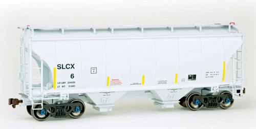 American Limited Models TrinityRail 3281 Cu.Ft. 2-Bay Covered Hopper - Ready to Run -- St Lawrence Cement SLCX #6 (2007, gray, yellow conspicuity marks) - 147-2009