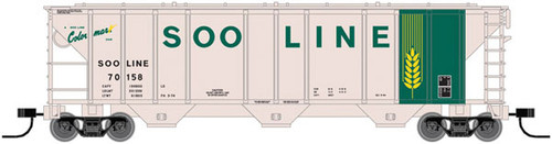 Atlas PS-2 4427 3-Bay Covered Hopper - Ready to Run - Master(R) -- Soo Line #70188 (beige, green) - ATL50005555