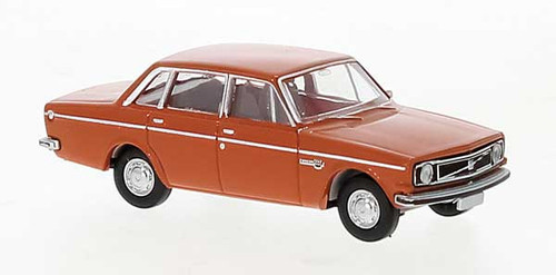 Brekina Automodelle 1966-1973 Volvo Series 144 Sedan - Assembled -- Red-Orange - 175-29421