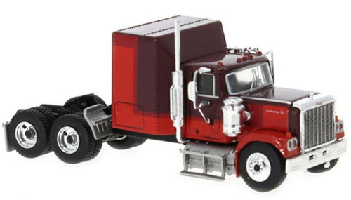 Brekina Automodelle 1980 GMC General Sleeper-Cab Tractor - Assembled -- Red, Maroon - 175-85777