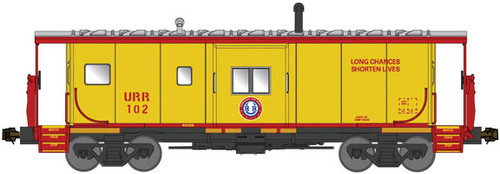 Bluford Shops International Car Bay Window Caboose Phase 4 - Ready to Run -- Union Railroad C102 (yellow, red, Long Chances Shorten Lives) - 188-44180