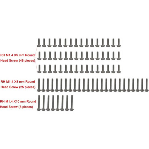 Hot Racing M1.4 Stainless Steel Full Screw Set 81 PC SCX24 - HRASXTF14SS