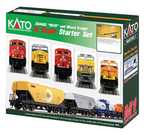 Kato N GE ES44AC GEVO Mixed Freight Starter Set -- Canadian National  - KAT1060020