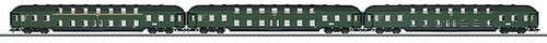 Marklin Bi-Level 3-Car Set - 3-Rail - Ready to Run -- 1 1st/2nd Class & 2 2nd Class Cars German Federal Railroad DB (Era III green) - 441-43597