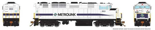 Rapido Trains GMD F59PH - Standard DC -- Metrolink 859 (white, blue Stripe) - RPI19017