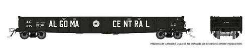 Rapido Trains 52' 6" Canadian Mill Gondola - Ready to Run -- Algoma Central (As-Delivered, balck, Billboard Lettering) - RPI50046A
