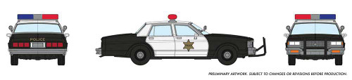 Rapido Trains 1980-1985 Chevrolet Impala Sedan - Assembled -- Police (black, white) - RPI800010