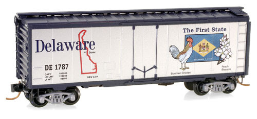 Micro-Trains 50 State Car Series 40' Plugh-Door Boxcar -- Delaware #50 in Series - 489-2100414