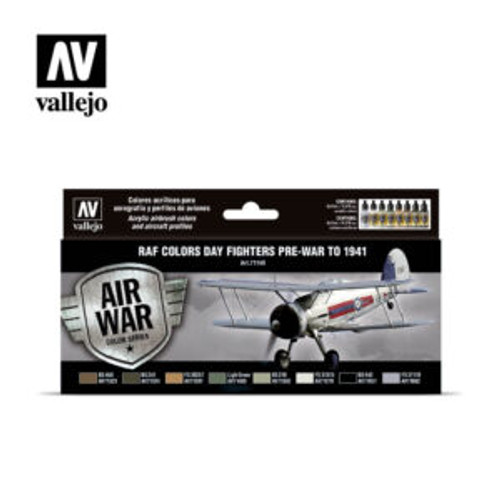 Vallejo 17ml Bottle RAF Day Fighter Pre-War to 1941 Model Air Paint Set (8 Colors) - VJ71149