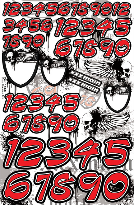 XXX Main Racing Skull Numbers - Red - XXXN001