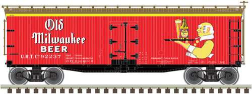 Atlas ATL50005628 40' Wood Reefer - Ready to Run -- Old Milwaukee 92239 (red, brown, white, yellow) - ATL50005628
