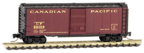 Micro-Trains 40' Single-Door Boxcar - Ready to Run -- Canadian Pacific #29104 (Express Scheme, maroon, black) - 489-50000881