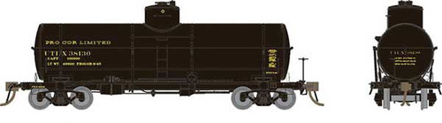 Rapido Trains RPI159008A Union Tank Car 10,000-Gallon X-3 Tank Car - Ready to Run -- Procor Limited UTLX (black, yellow) - RPI159008A