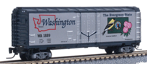 Micro-Trains 50-State Car Series - 40' Plug-Door Boxcar -- Washington State #1889 (#2 in Series; American Goldfinch & Rhododendron) - 489-50200502