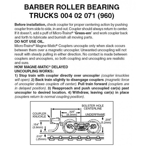 Micro-Trains 489-402071 Barber Roller-Bearing Trucks -- - 489-402071