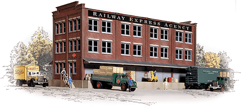 Walthers Cornerstone Railway Express Agency (REA) Transfer Building -- Kit - 13-1/8 x 6-1/8 x 6-3/8" 32.8 x 15.5 x 15.9cm - 933-3095