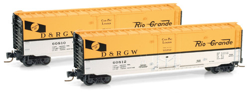 Micro-Trains 50' Boxcar w/Plug Door -- Denver & Rio Grande Western #60810 (gold, aluminum Side Bands, black Ends) - 489-50700392