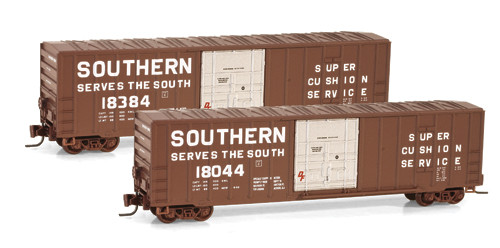 Micro-Trains PS 40' Rib Side Plug Door Boxcar, Assembled -- Southern #18384 (brown, aluminum Doors, white Lettering) - 489-51100082