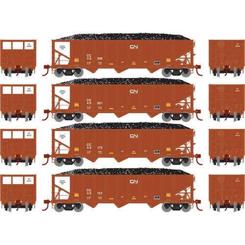 Athearn ATH15167 HO RTR 40' 3-Bay Ribbed Hopper w/Load, CC (4) - ATH15167