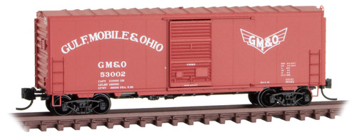 Micro-Trains 40' Single-Door Boxcar No Roofwalk - Ready to Run -- Gulf, Mobile & Ohio 53002 (red, white, Wing Logo) - 489-7300540