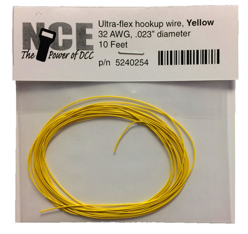 NCE - North Coast Engineering Ultraflex Hook-Up 32AWG .023 Diameter Wire -- Yellow 10' 3.05m - 524-254