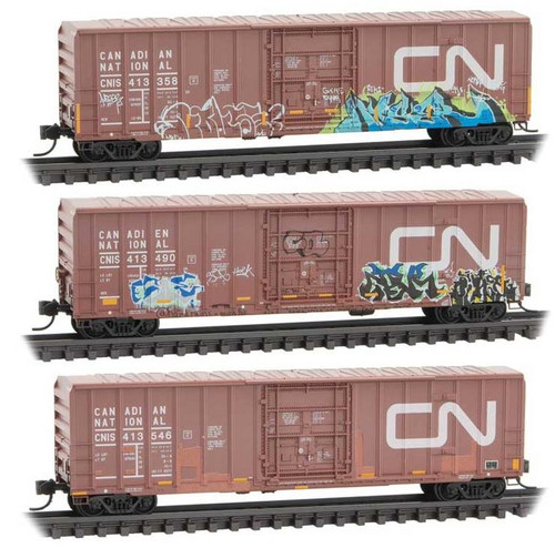 Micro-Trains N GRAFFITI BOXCAR 3-PK - CN - 489-99305790