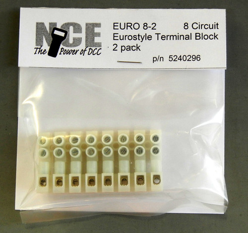 NCE - North Coast Engineering 8-Circuit Eurostyle Terminal Strips -- For 14-24 AWG Wire pkg(2) - 524-296