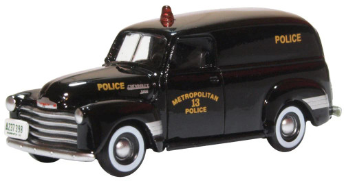 Oxford Diecast 1950 Chevrolet 3100 Van - Assembled -- Washington D.C. Police (black) - 553-87CV50002