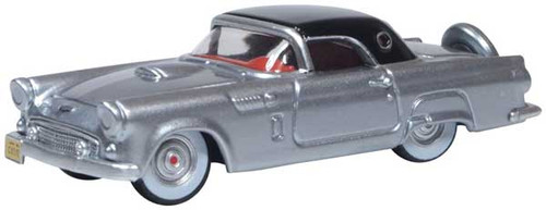 Oxford Diecast 1956 Ford Thunderbird - Assembled -- Metallic Gray, Raven Black - 553-87TH56007