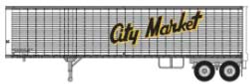 Trainworx 40' Corrugated Van Trailer - Assembled -- City Market No. 2 (silver, black, yellow) - 744-8025702