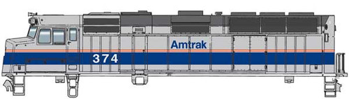 Walthers Mainline EMD F40PH - ESU Sound and DCC -- Amtrak(R) #374 (Phase IV; silver, Wide Blue, Thin Red, White Stripes) - 910-19467