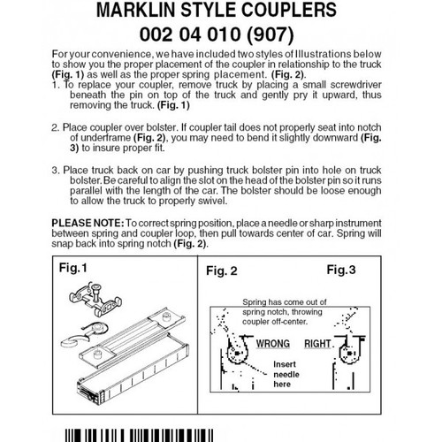 Micro-Trains Couplers -- Marklin-Compatible Body Mount Replacements - 3 Pairs - 489-204010