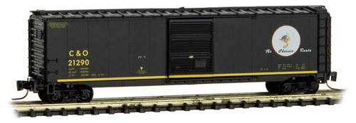 Micro-Trains 50' Single-Door Boxcar - Ready to Run -- Chesapeake & Ohio 21290 (black, yellow, Chessie Route Slogan, Cameo Series 1 - 489-50500421