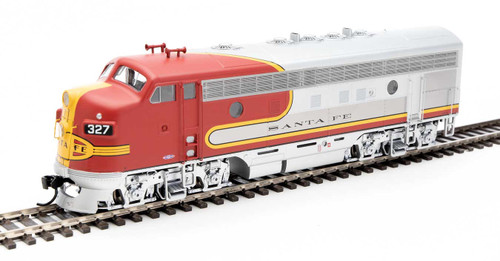 Walthers Mainline EMD F7 A - ESU Sound and DCC -- Santa Fe #327L (Passenger Warbonnet, silver, red, black) - 910-19962