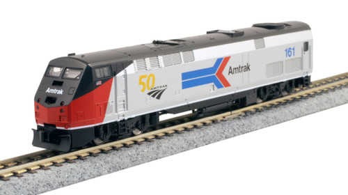 Kato GE P42 Genesis - W/SOUND -- Amtrak #161 (Phase I, silver, red, white, blue, 50th Anniversary & Arrow Log - KAT1766036LS