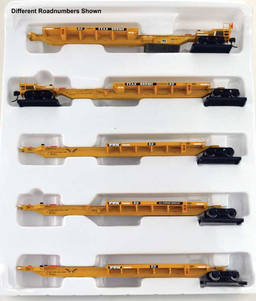 Bowser Trinity RAF 53C 5-Unit Spine Car - Ready to Run - Executive Line -- Trailer Train TTAX #555030 (yellow, black) - BOW42826