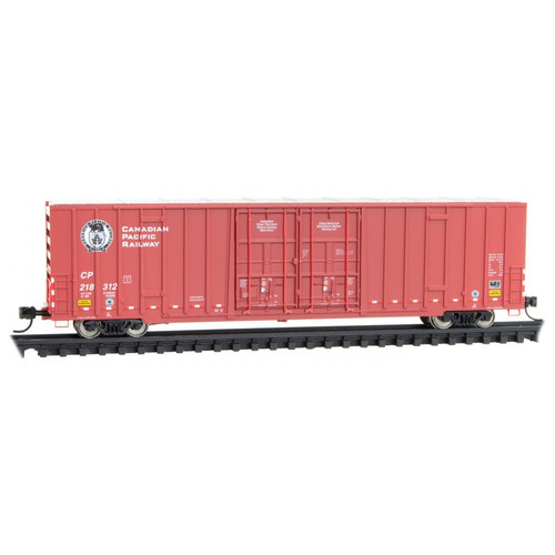 Micro-Trains 60' Rib-Side, Double-Plug-Door High-Cube Boxcar - Ready to Run -- Canadian Pacific #218312 (red, white, black Beaver Logo) - 489-12300072