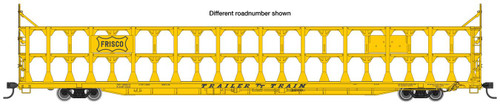 Walthers Mainline HO 89' Flatcar w/Tri-Level Open Auto Rack - Ready to Run -- St. Louis - San Francisco Rack Trailer-Train Flatcar #913646 (yellow)
