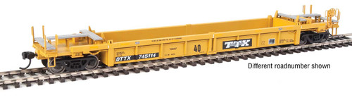 Walthers Mainline Thrall Rebuilt 40' Well Car - Ready to Run -- Trailer-Train DTTX #745720 (yellow, black; black & white logo, white stripes) - 910-8401