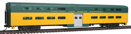 WalthersProto 85' Pullman-Standard Bi-Level Commuter Coach - Lighted - Ready To Run -- Chicago & North Western(TM) (yellow, green w/decal) - 920-16509