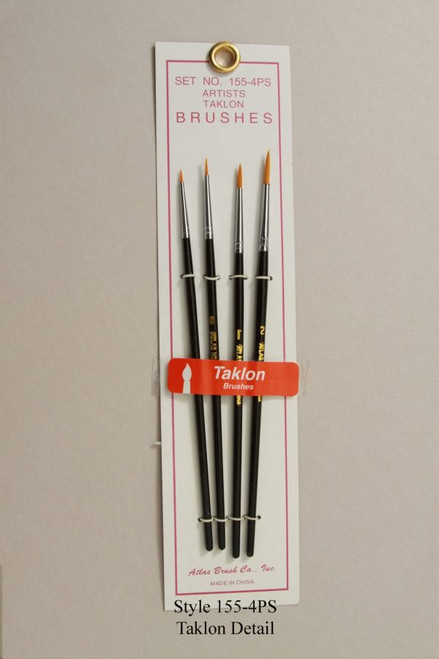 Atlas Brush Company 155-4PS Detail Round Taklon 4pc - ABC1554PS