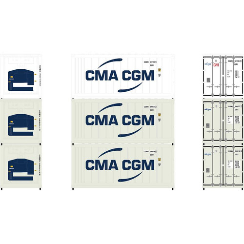 Athearn N 20' Reefer Container, CMA/CGM (3) - ATH17728