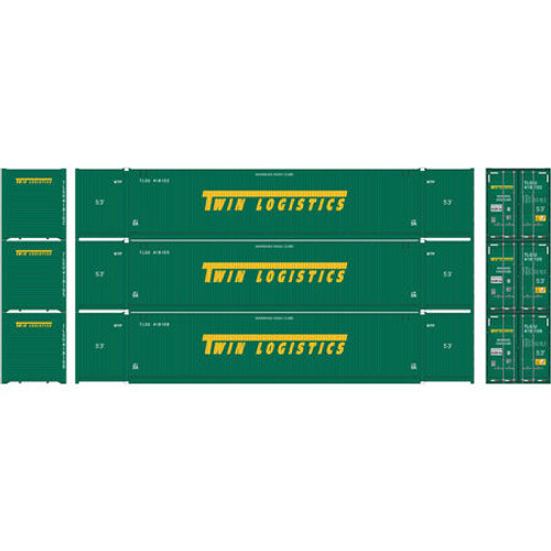 Athearn HO RTR 53' CIMC Container, Twin Logistics (3) - ATH26638