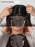 Topper à clips en cheveux naturels LP46 à faible densité avec dessus en monofilament et dentelle