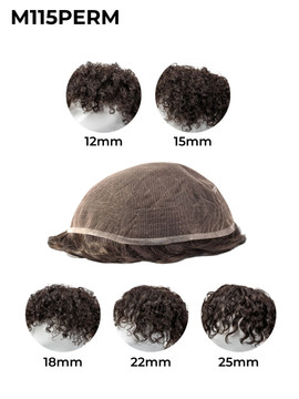 M115 Toupet pour Hommes en Dentelle Suisse – Cheveux Permanentés/Ondulés, Faible Densité M115 Toupet pour Hommes en Dentelle Suisse – Cheveux Permanentés/Ondulés, Faible Densité